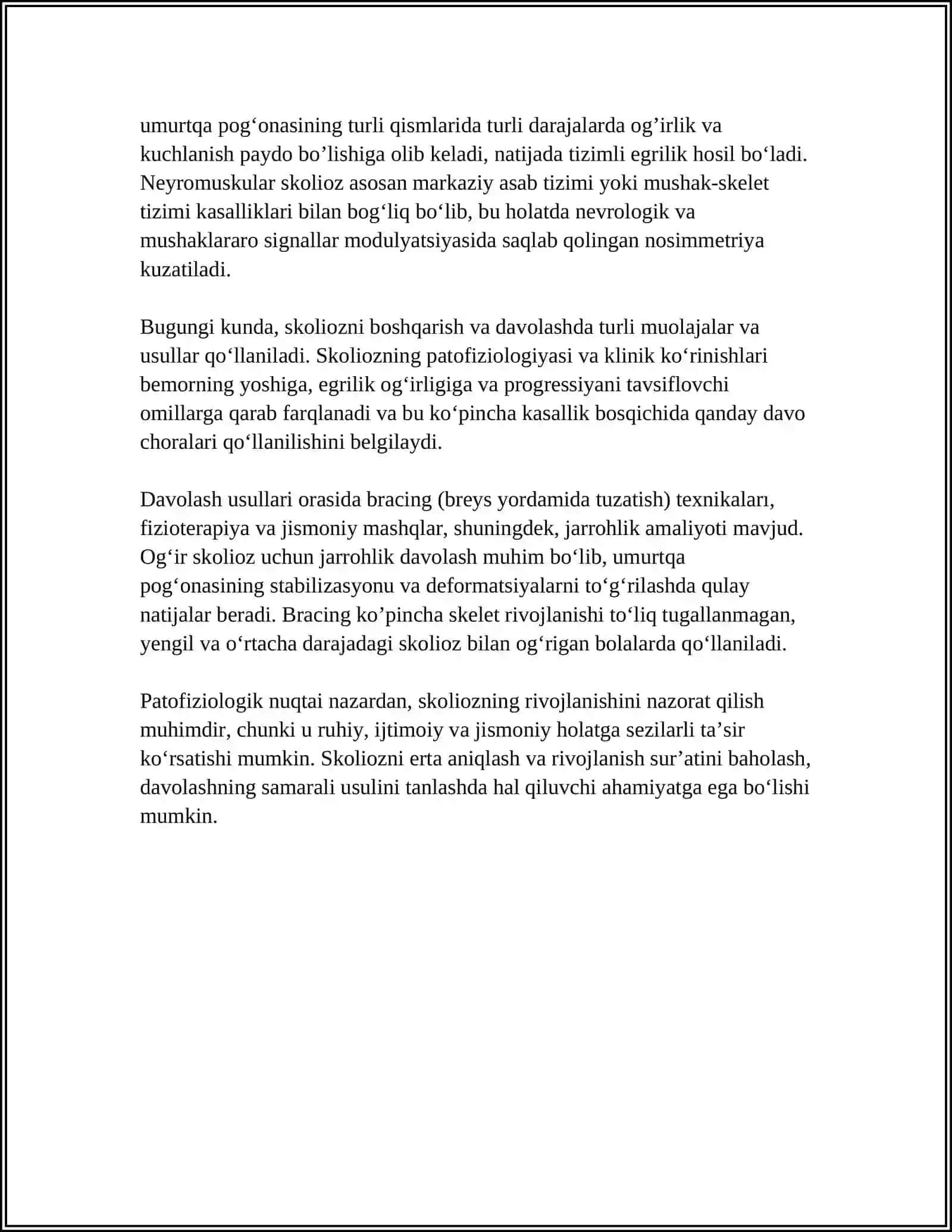SKOLIOZ: KLINIKASI, TASNIFI VA DAVOLASH. OYOQ O‘QI DEFORMASTIYALARI 4