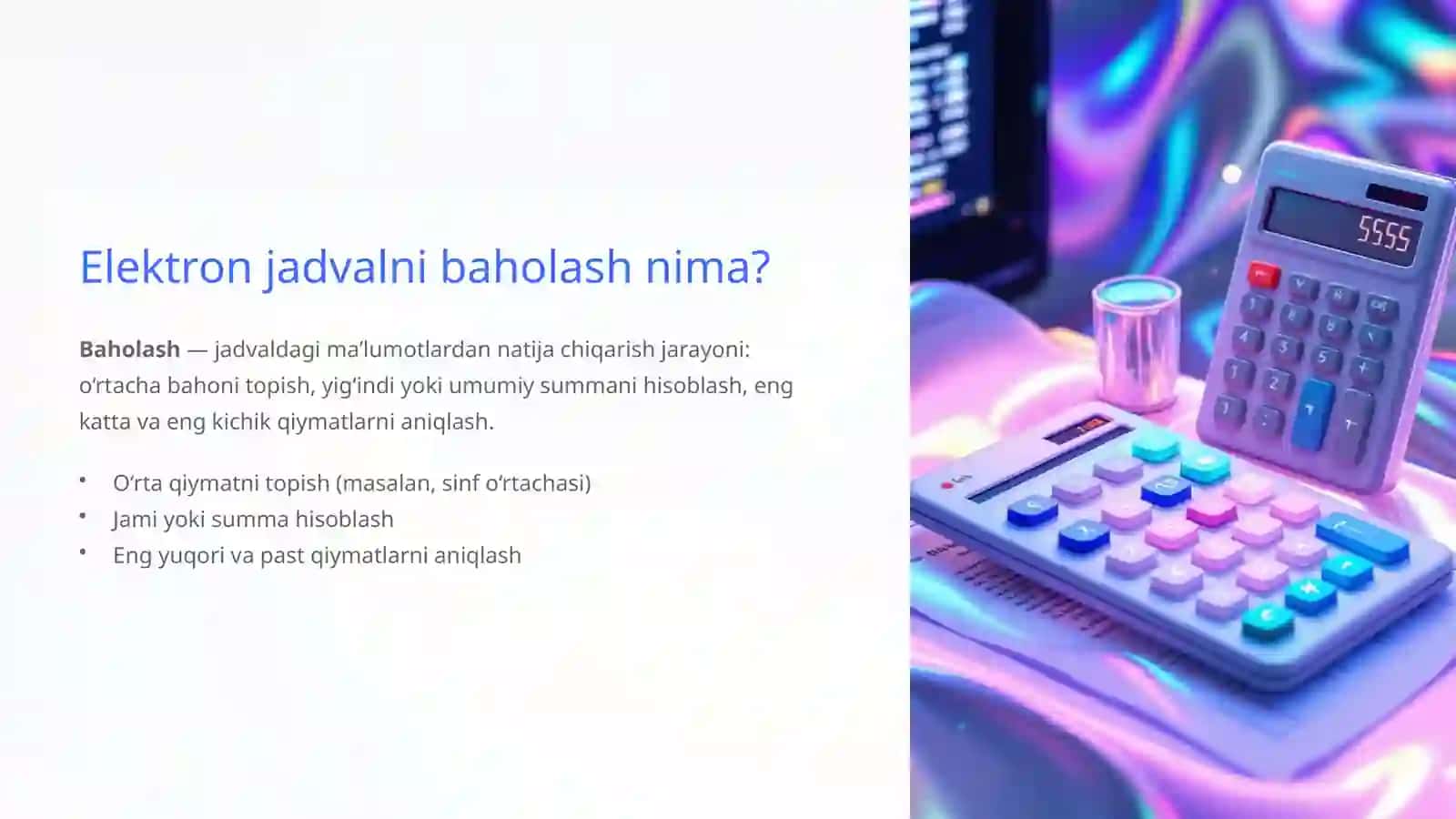 Elektron jadvalni baholash 4