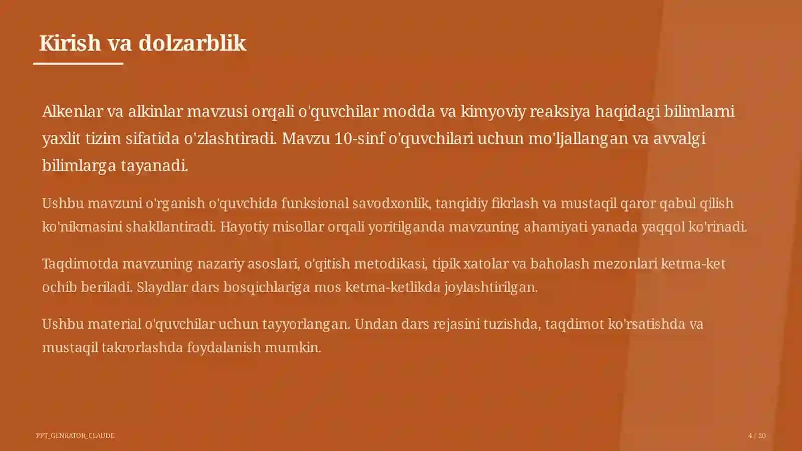Alkenlar va alkinlar (10-sinf) 4