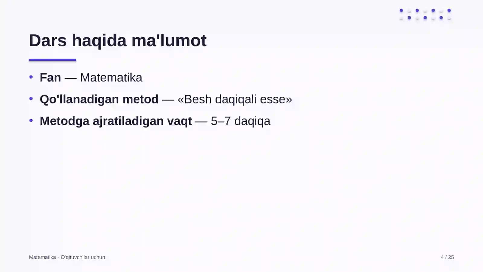 matematika darslarida besh daqiqali esse metodidan foydalanish 1269 4