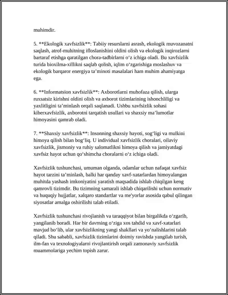 HAYOT FAOLIYATI XAVFSIZLIGI FANI BO'YICHA GLOSSARIY TUZISH 4