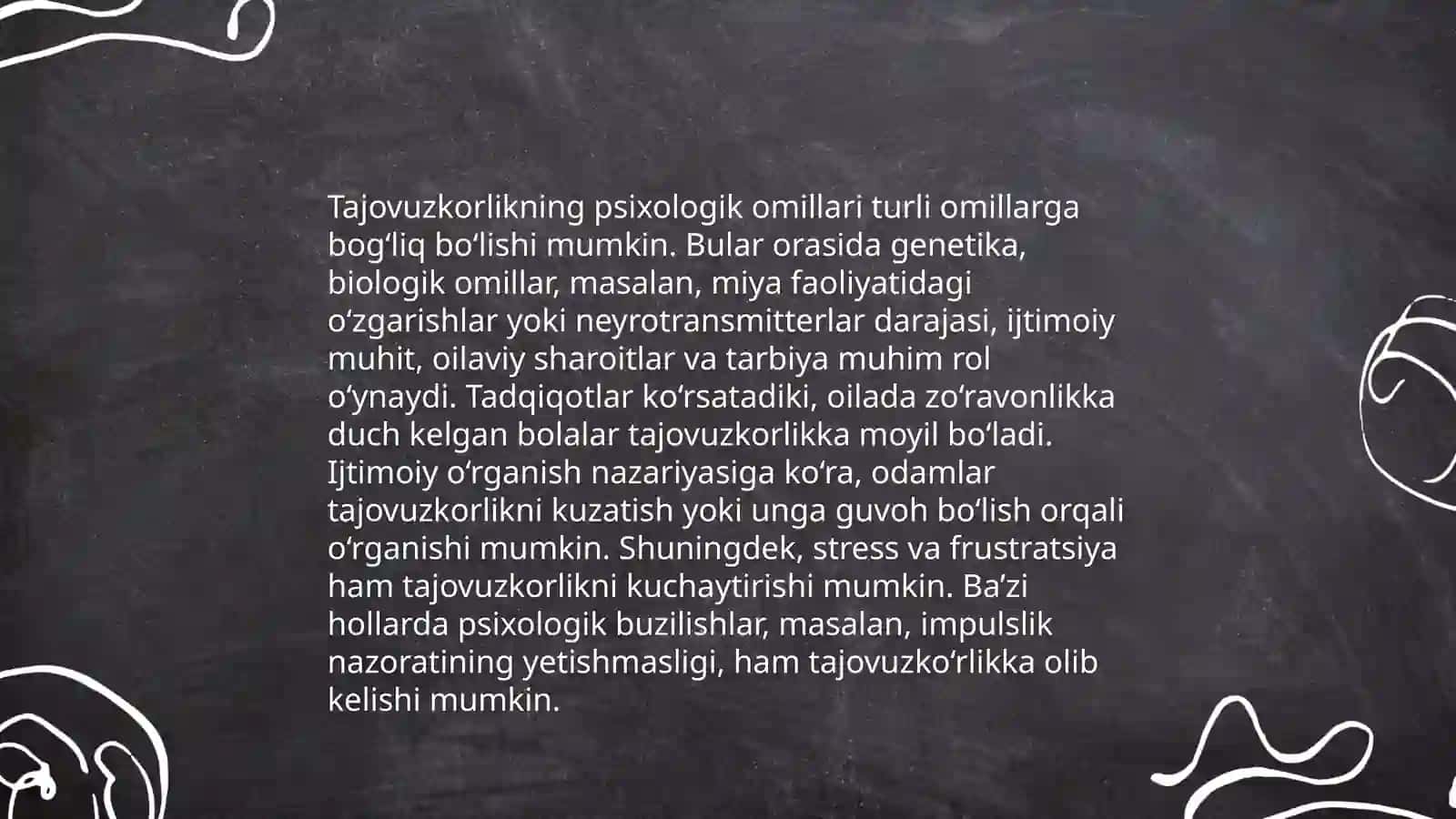 Shaxs ogʻishgan xulqini psixologik tasniflash va tajovuzkor axloq 4