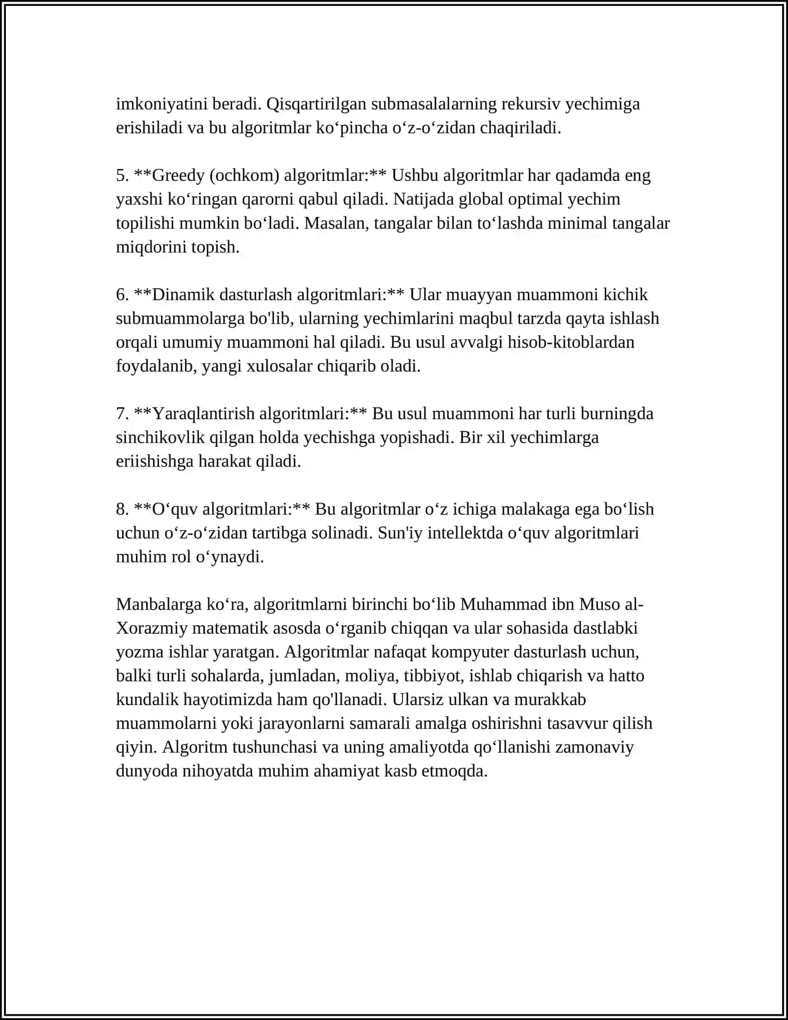 ALGORITMLARNI ISHLAB CHIQISH METODLARI 4