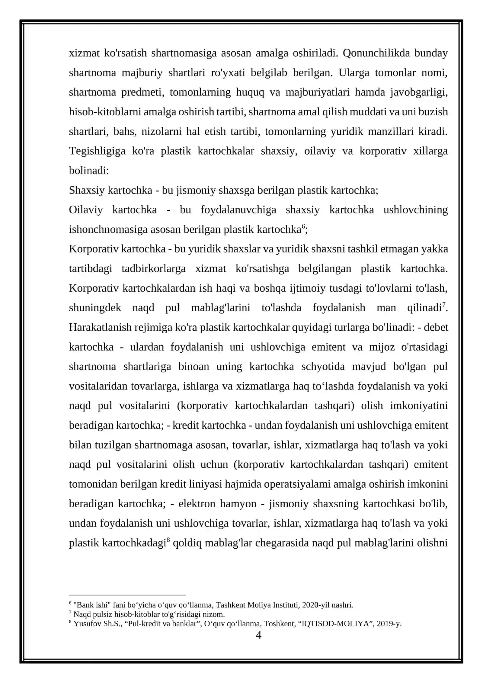 Plastik kartochkalar bilan hisob-kitoblar 4