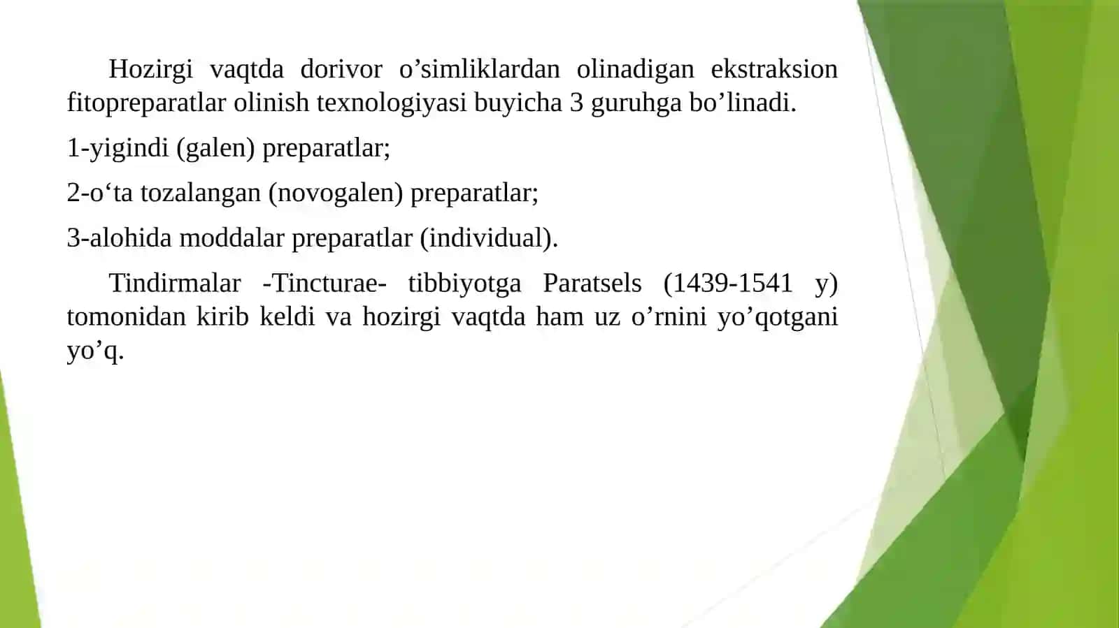 Dorivor o’simliklar asosida olinadigan suvli va spirtli ajratmalar texnologiyasi 4