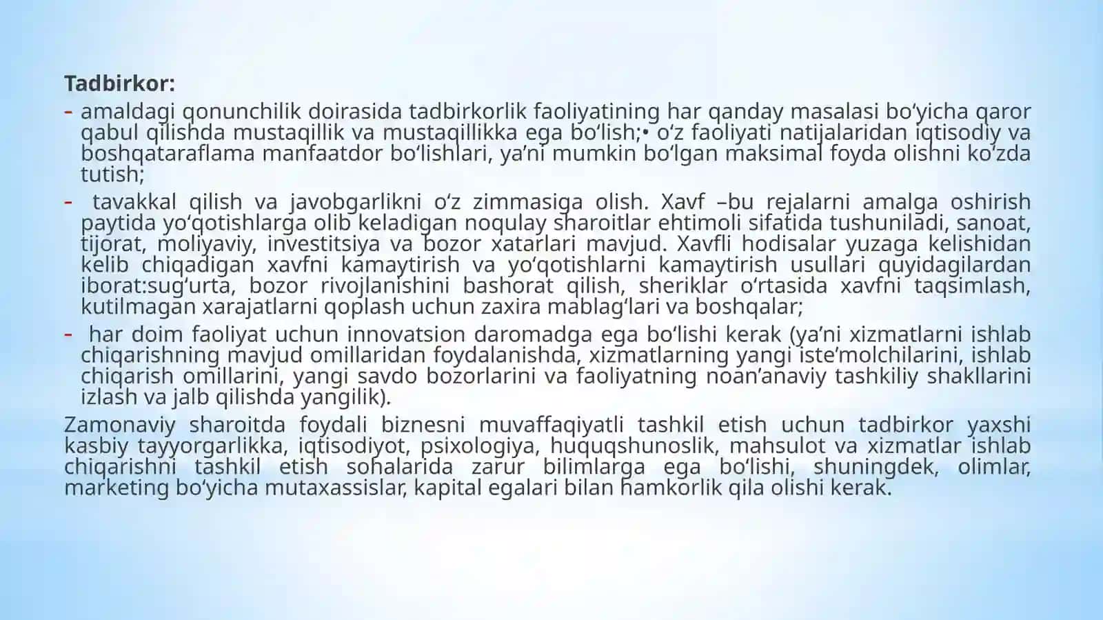 Turizmda Tadbirkorlik va Tijorat Faoliyatiniig Asoslari 4