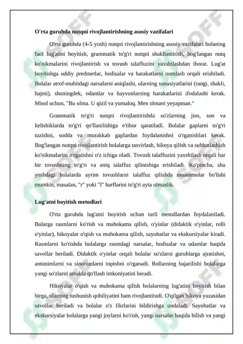 Maktabgacha o'rta yoshdagi bolalar nutqini o'stirishning vazifalari, metodlari va vositalari 4