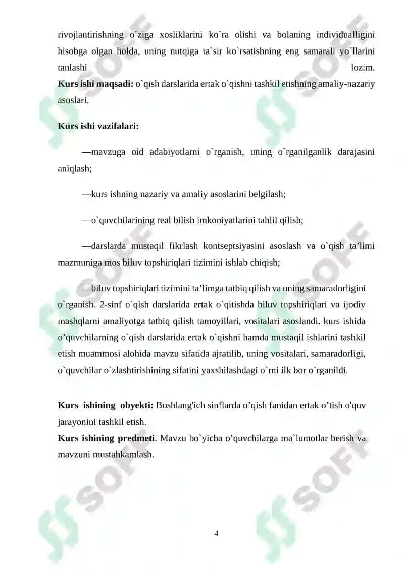 KURS ISHI - O‘qish darslarida ertak o’tish uslubiyoti 4
