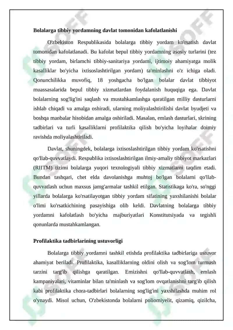 Bolalarga tibbiy yordam korsatishni tashkil qilish 4