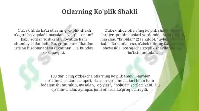 Otlarning grammatik formalari, otlarda yasalish hodisalari 4