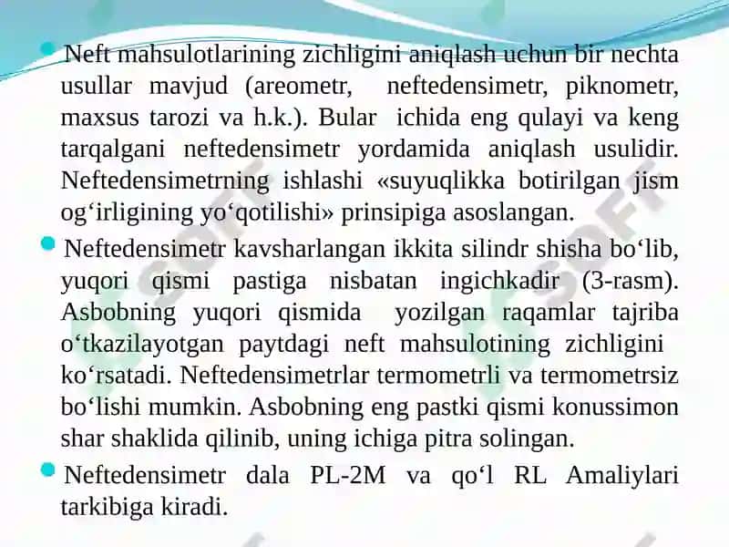NEFT MAHSULOTLARI ZICHLIGINI ANIQLASH 4