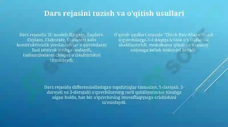 Matematika darslariga tayyorgarlik va darsning tahlili 4