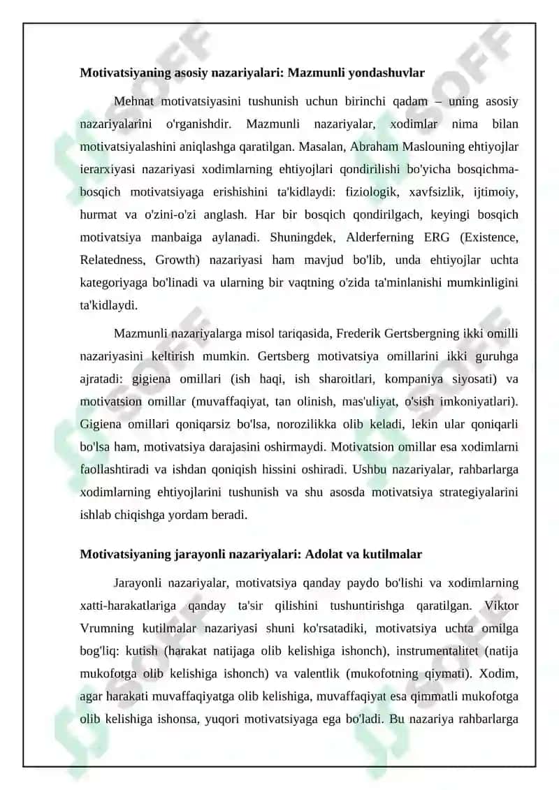 Mehnat motivatsiyasi va qoniqish 4
