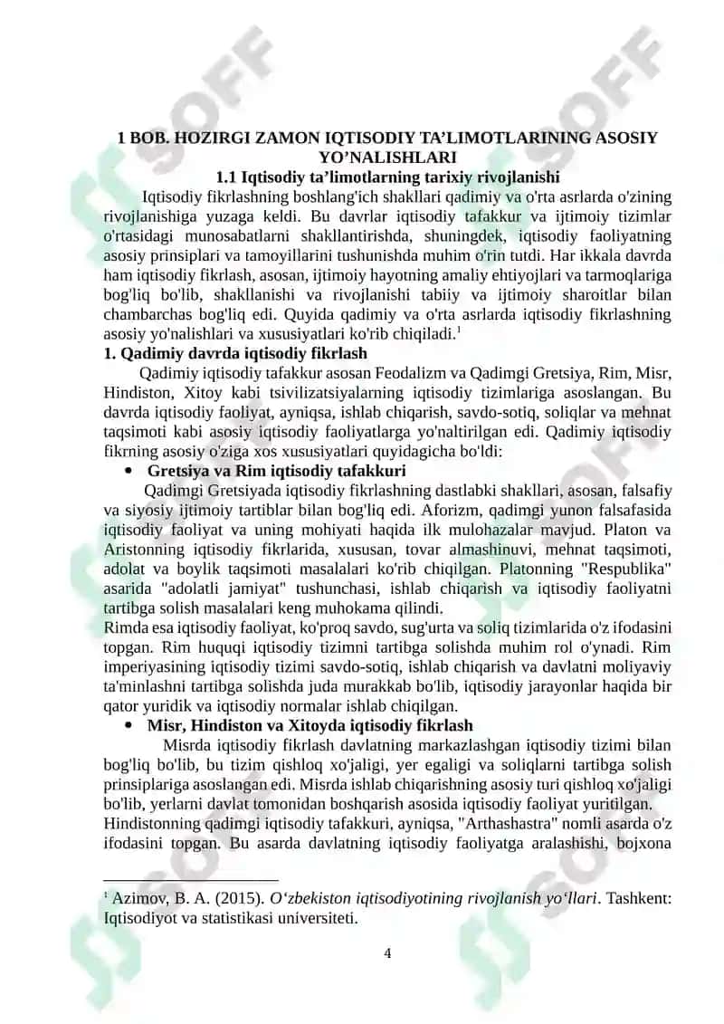 HOZIRGI ZAMON IQTISODIY TA’LIMOTLARINING ASOSIY YO’NALISHLARI 4