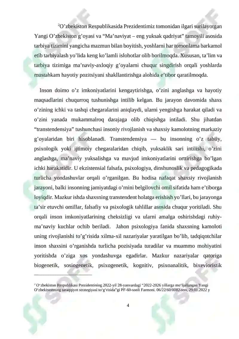 Shaxsning o‘z imkoniyatlari chegarasidan chiqishi (transtendensiya) 4