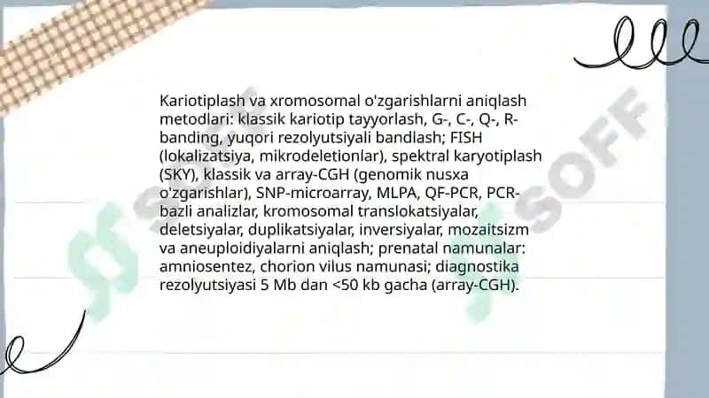 Odam genetikasining organish usulari sitogenetik populatsion statistik biokimyoviy perenital diagnostika 4