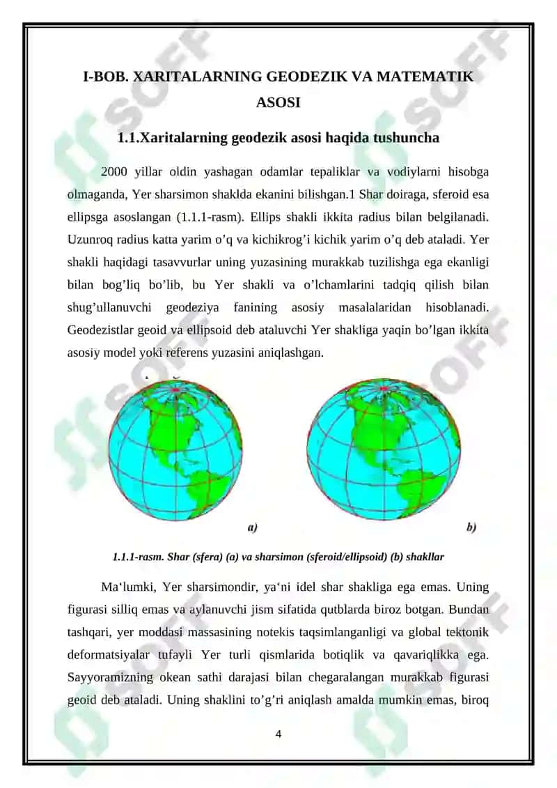 MATERIK KARTALARI UCHUN KARTOGRAFIK PROEKSIYALARNI TANLASH 4