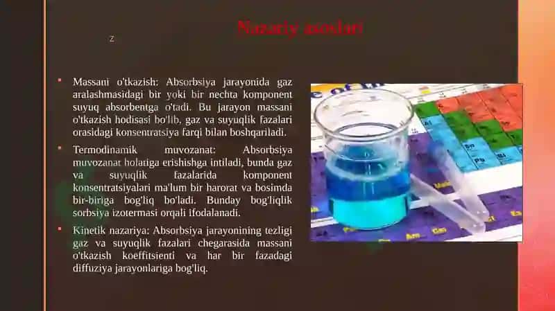 ABSORBSIYA BO'LIMINING NAZARIY ASOSLARI, TEXNOLOGIK SXEMASI VA ASOSIY APPARATLARI 4