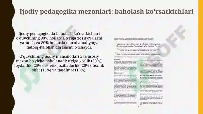 Kreativ pedagogika fanini tamoyillari va mezonlari 4