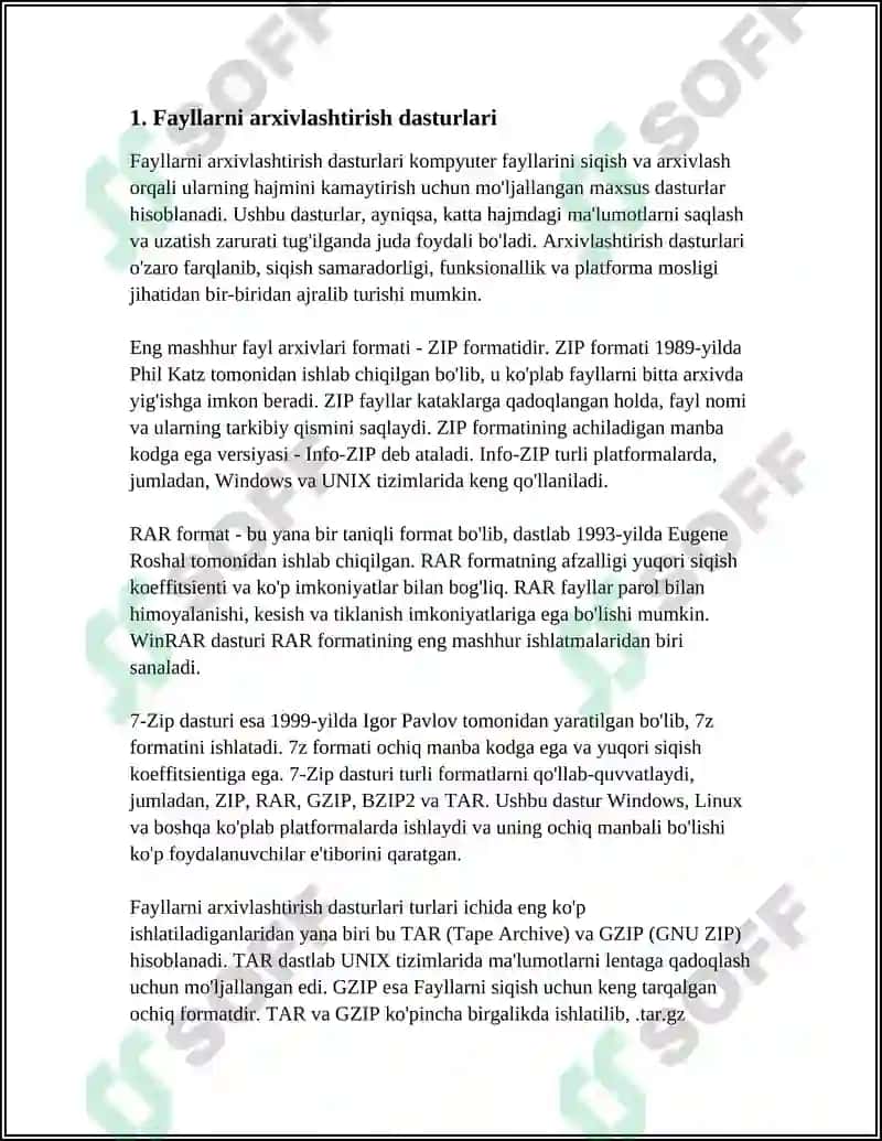 ARXIVATOR DASTURLARDAN FOYDALANIB FAYL VA PAPKALARNI ARXIVLASH 4