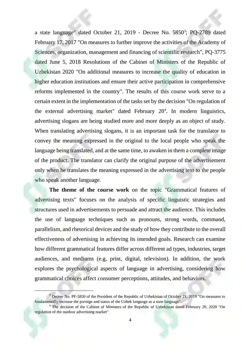 Grammatical features of advertisement texts 4