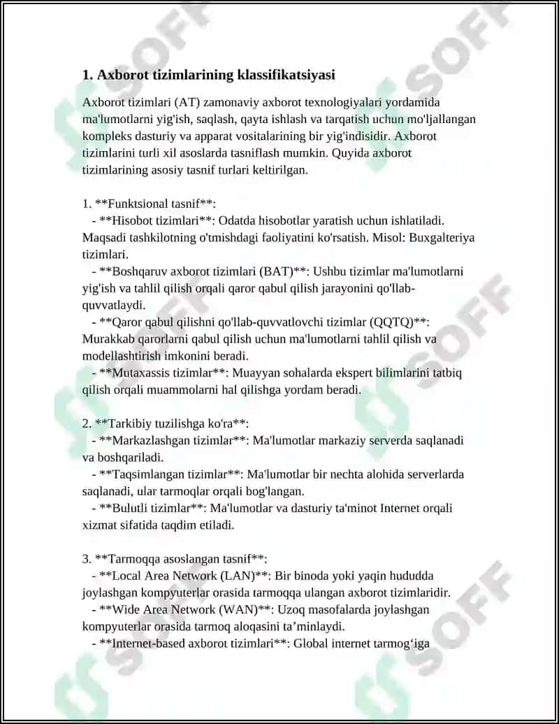 AXBOROT TIZIMLARINI AVTOMATLASHTIRISH DARAJALARI BOʻYICHA TA'SNIFLASH 4