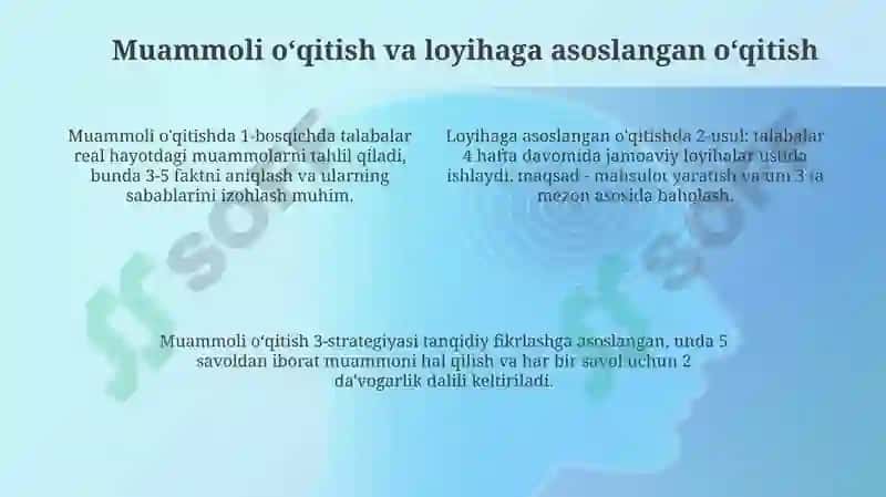 Kreativ pedagogika fanining oʻqitishning asosiy shakllari 4