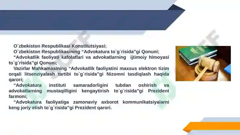 O`zbekiston Respublikasida advokaturaning konstitutsiyaviy-huquqiy asoslari 4