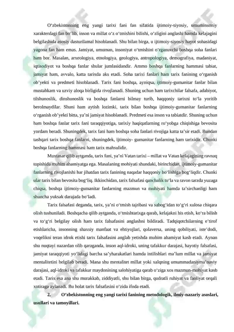 O'zbekistonning eng yangi tarixi fanining peredmeti va vazifzsi 4