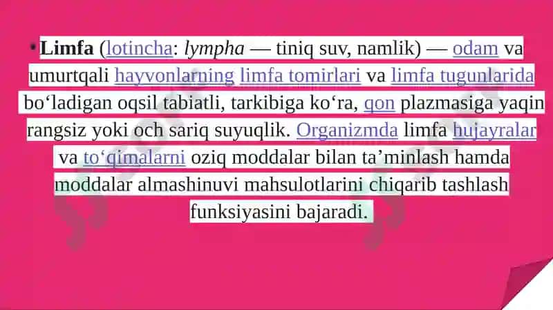 Limfaning hosil bo'lishi, tarkibi va vazifalari 4