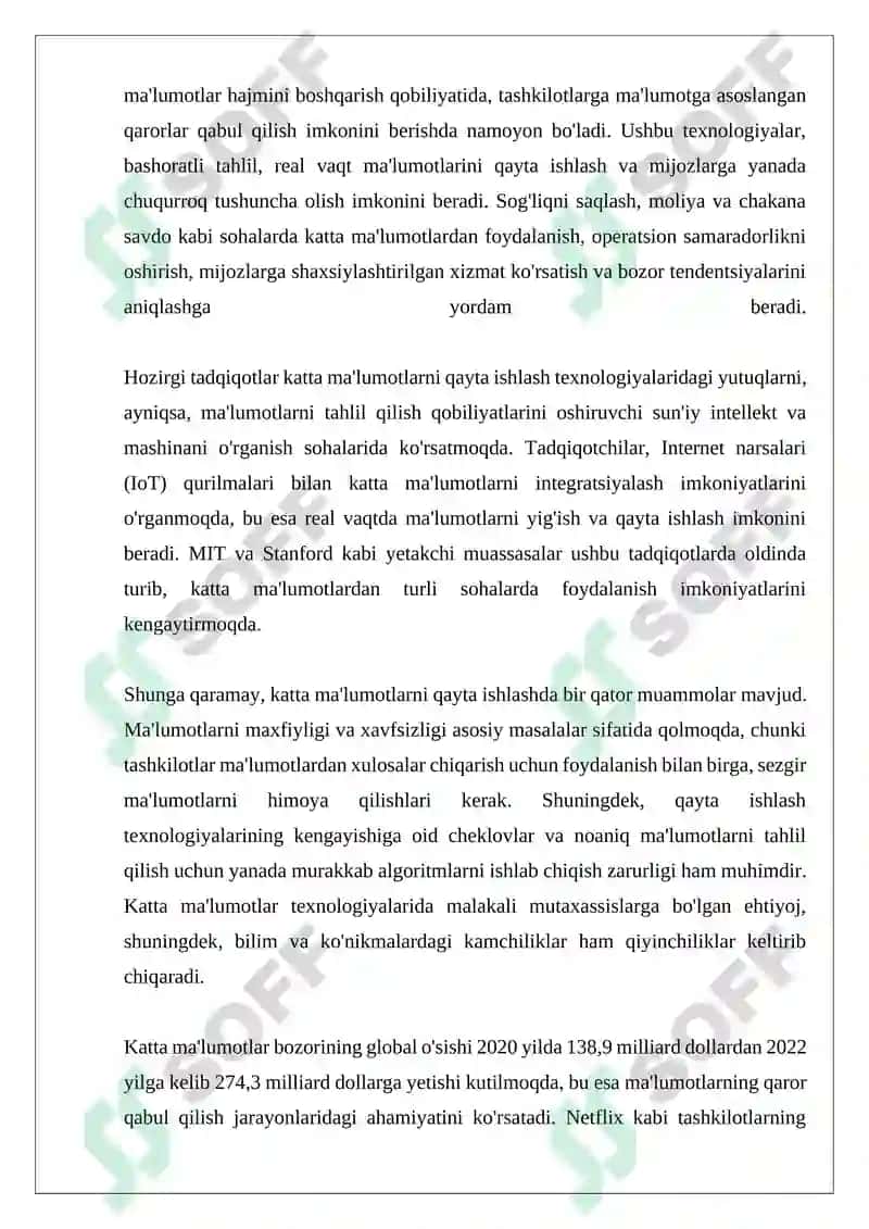 Katta Malumotlar (Big Data) Ni Qayta Ishlash Texnologiyalari 4