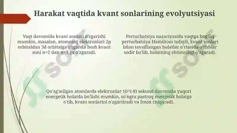 Kvant sonlari va harakat-impuls bog'lanishining impuls bilan fizik integratsiyasi 4