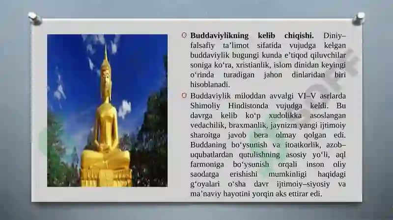 Buddizm dini tarixi va asosiy g'oyalar 4