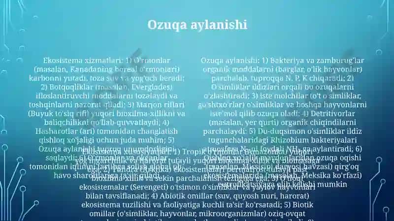Ekologik tizimlar va ularning xususiyatlari 4