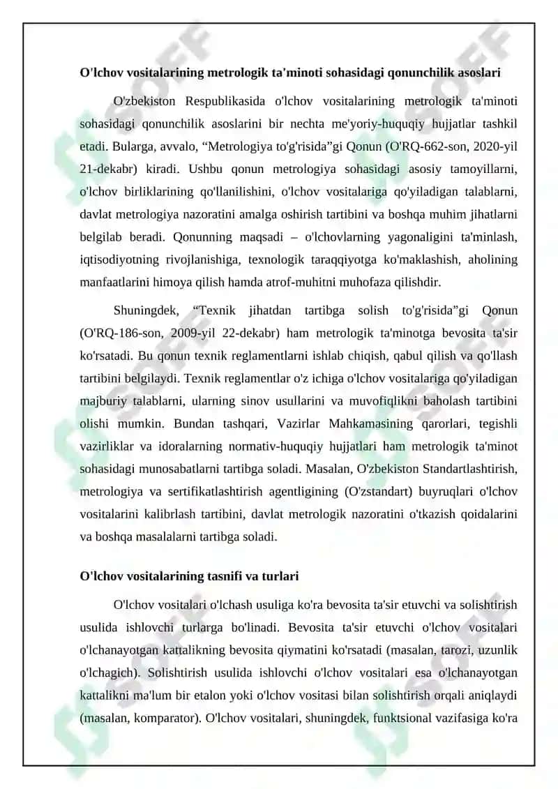 Metrologik taminotda o’lchash vositalarining xuquqiy o’rni 4