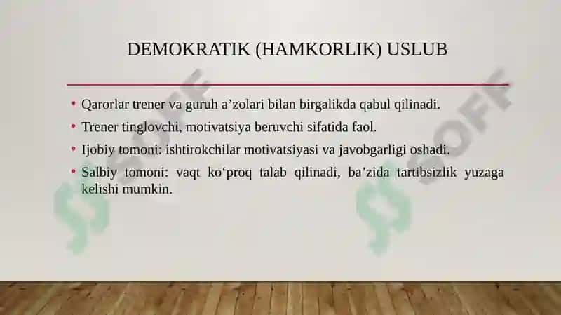 Trenerning guruhda ishlash uslubi 4