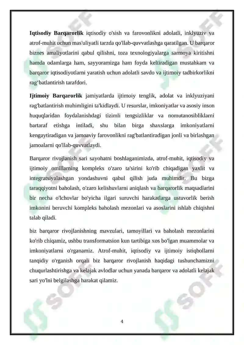 Barqaror rivojlanish mavzulari 4