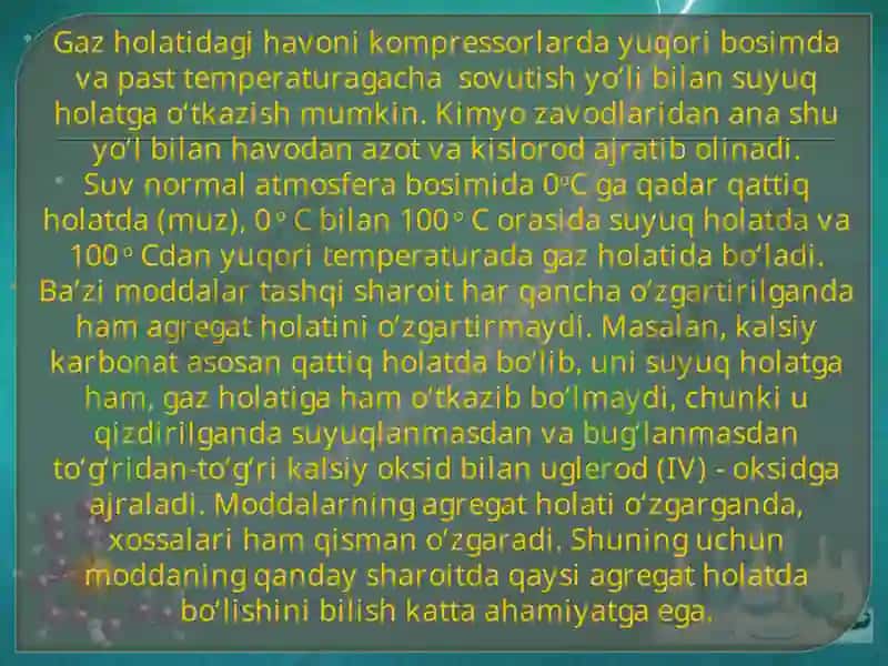 Moddalarning AGREGAT holatlari 4