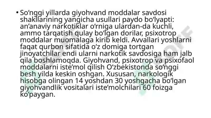 TABIIY VA SINTETIK NARKOTIK VOSITALAR.FOYDASI VA ZARARI 4