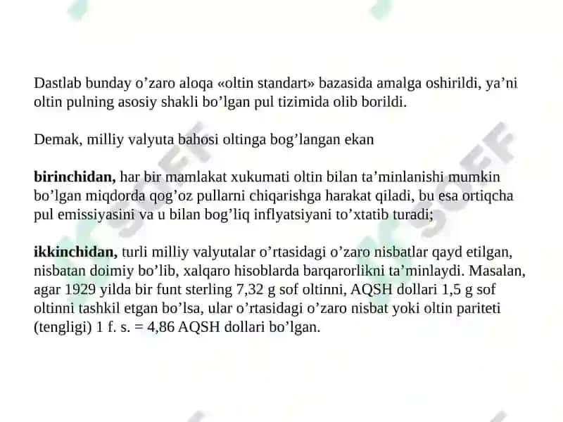 VALYUTA KURSLARIVA VALYUTA BOZORI: AKTIVLAR TOMONIDAN YONDASHUV 4