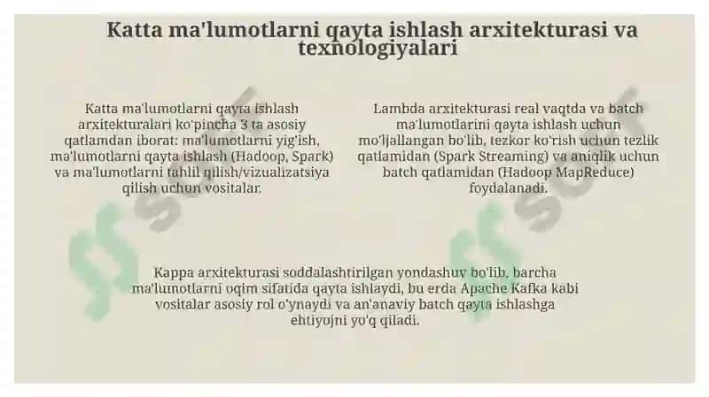 Katta ma'lumotlarni qayta ishlash texnologiyalari 4