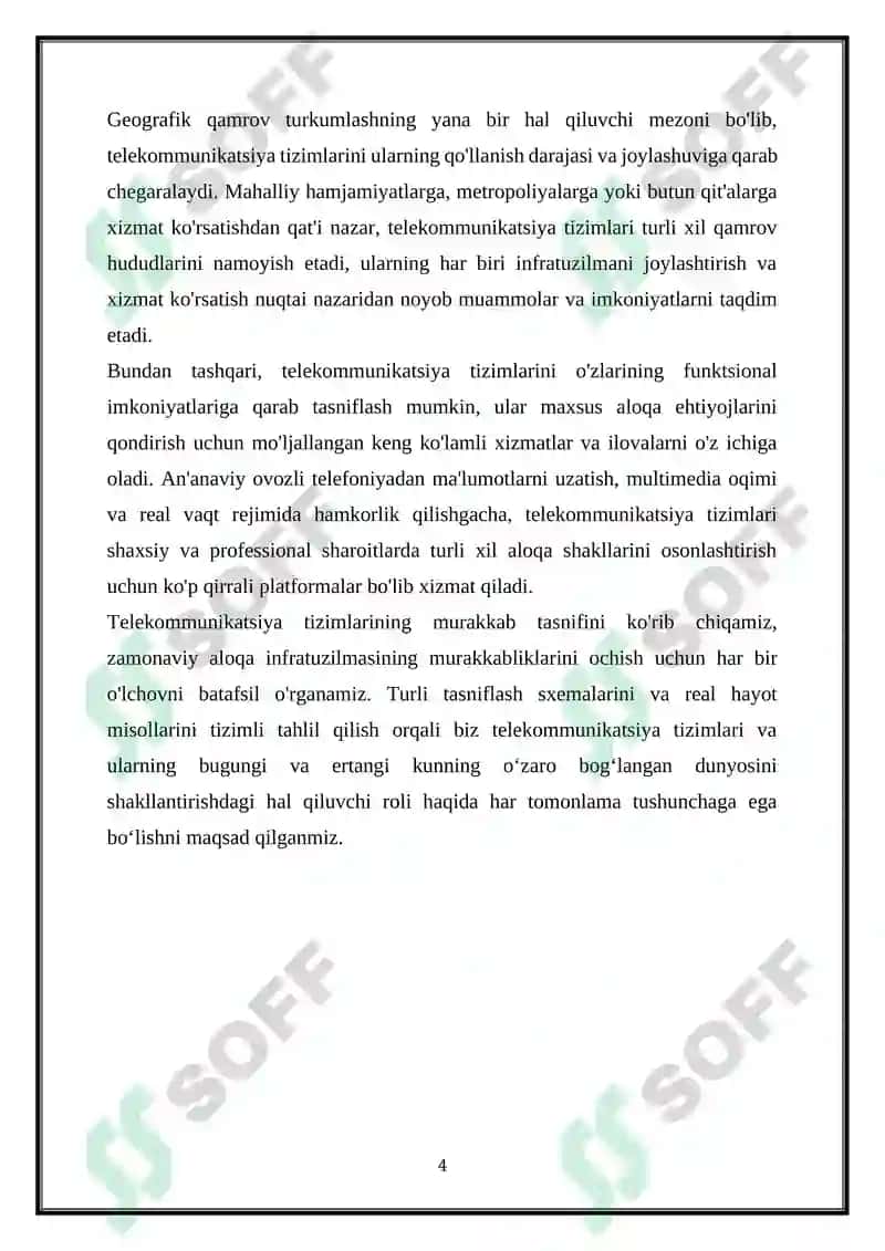 TELEKOMMUNIKATSIYA TIZIMLARINING TASNIFI 4