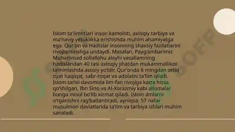 Sharq mutafakkirlarining islom dinning inson kamolotiga ta'siri haqidagi g’oyalari 4