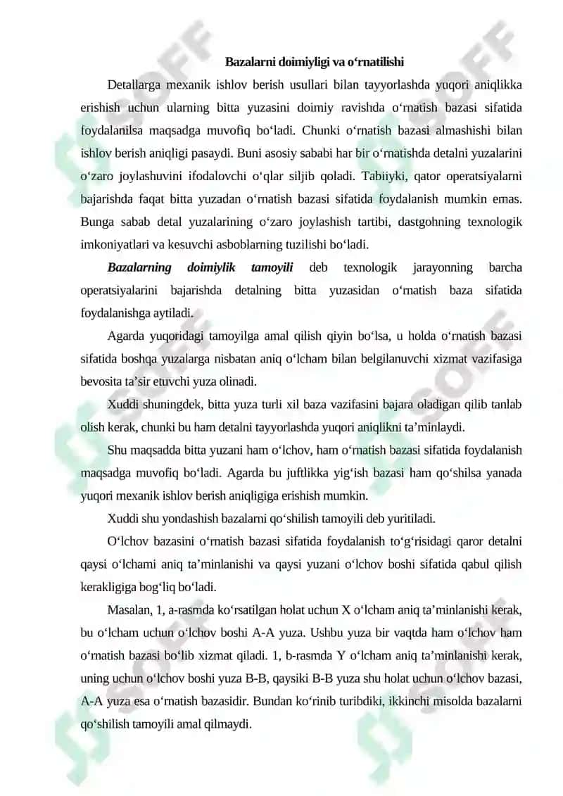 MASHINASOZLIKDA DETALLAR TAYYORLASH TEXNOLOGIK JARAYONLAR MARSHRUT REJALARINI TUZISH 4