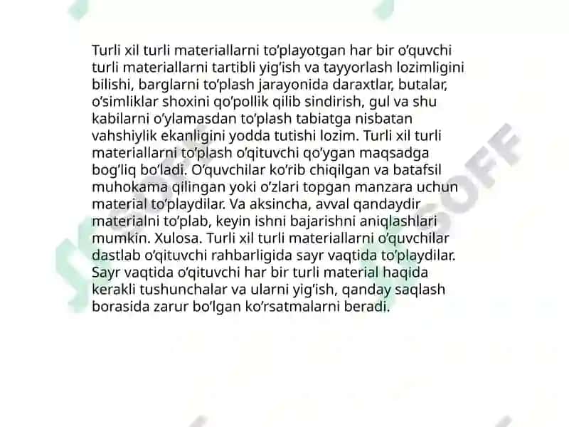 Tabiiymateriallar bilan ishlash darslari 4