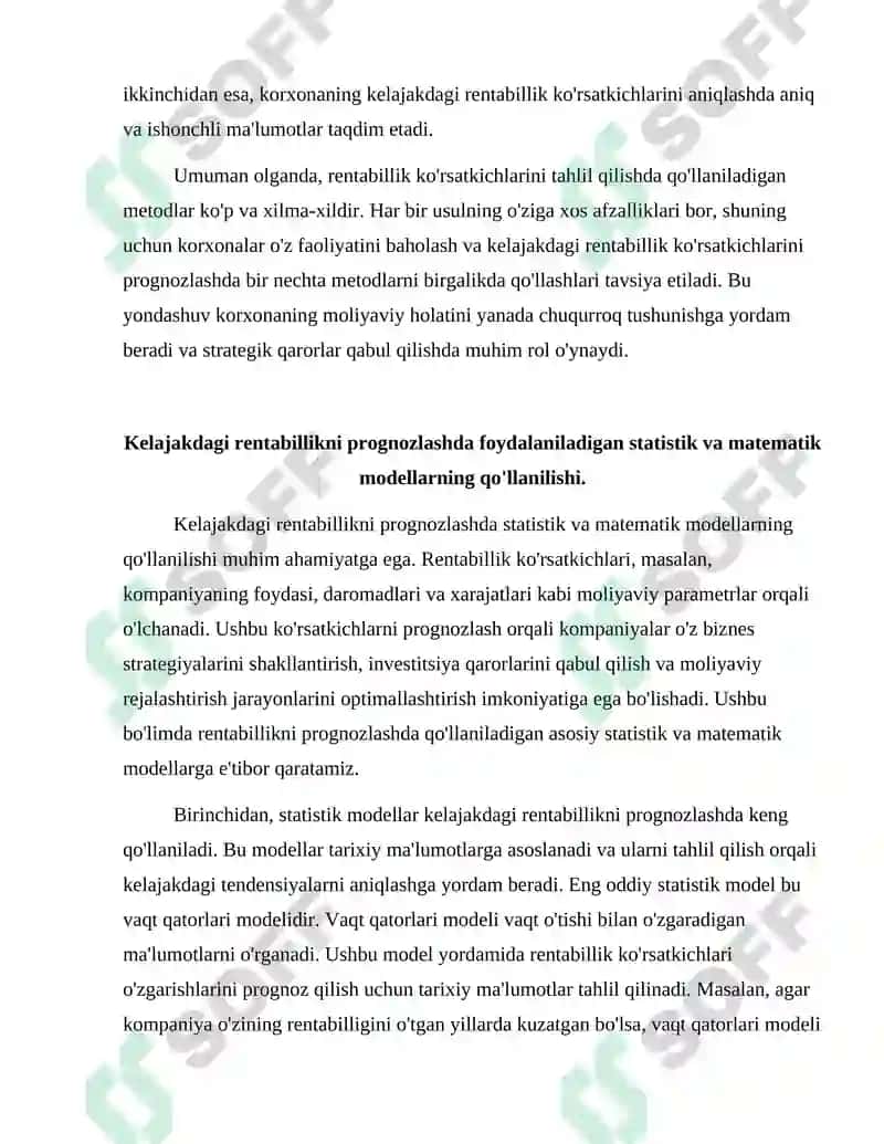 Rentabillik ko'rsatkichlarini tahlil qilish metodlari 4