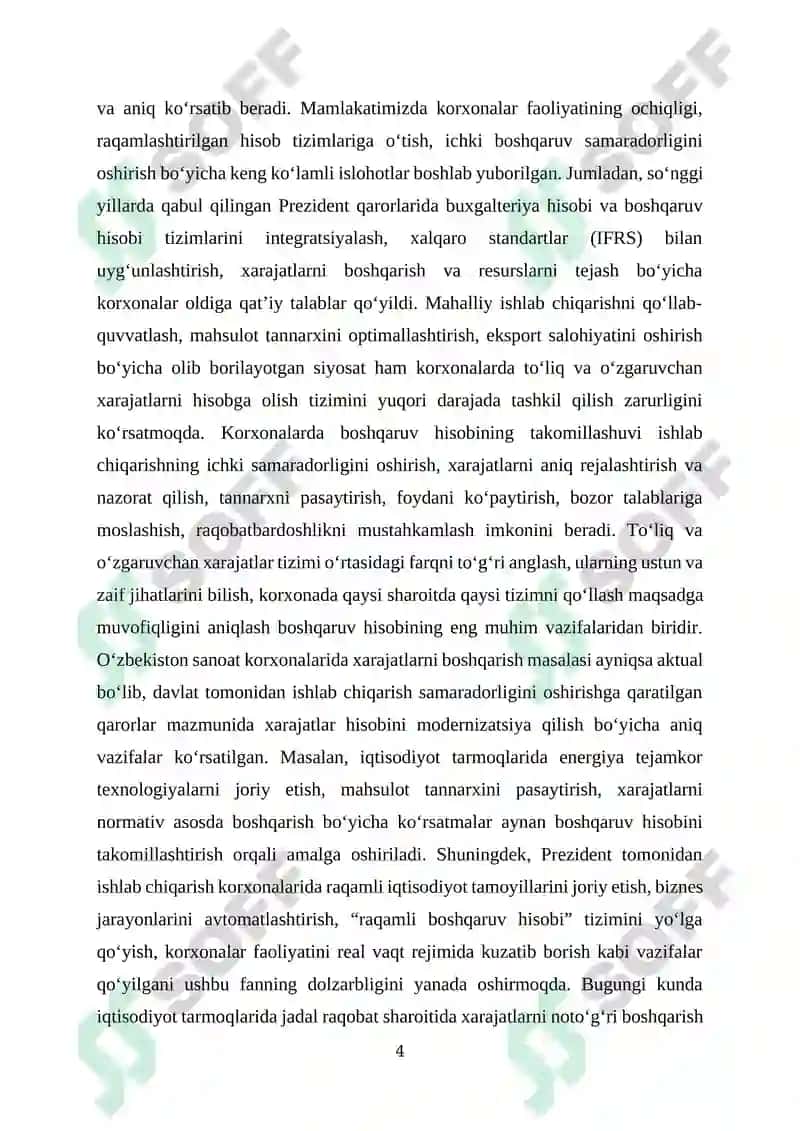 Toʻliq va oʻzgaruvchan harajatlarni xisobga olish 4