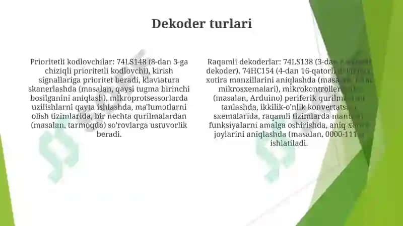 Shifratorlar va deshifrator 4