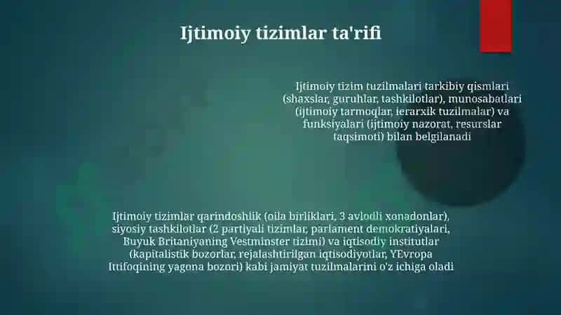 Ijtimoiy Tizimlar va ularning tarkibiy tuzilishi 4
