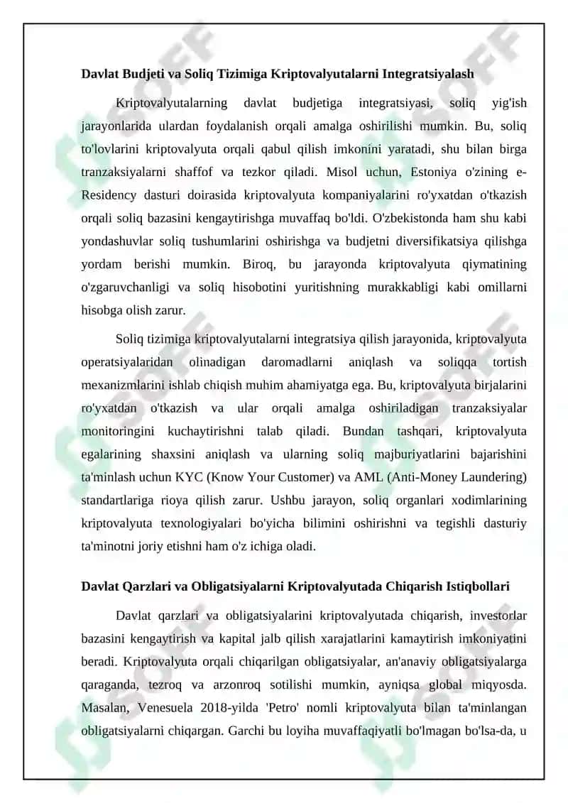 Davlatning moliyaviy tizimida kriptovalyutadan foydalanish istiqbollari va havflari 4